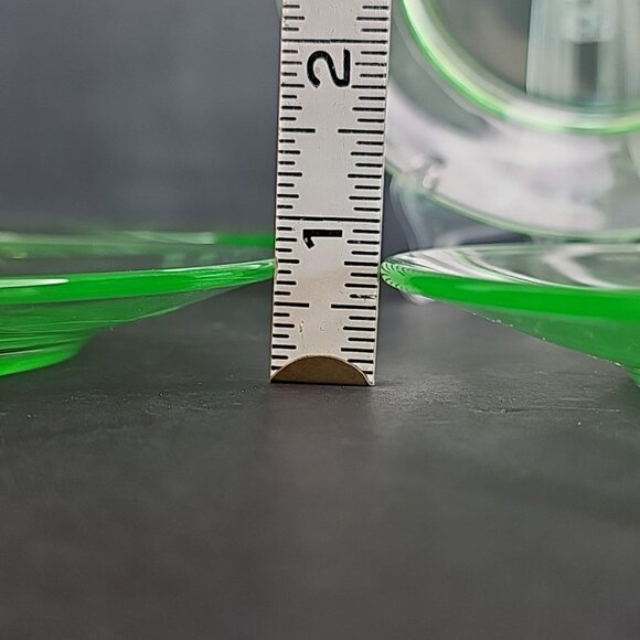 Uranium Glass Plates 6pcs 7.5in Etched Flowers Depression Glass. Geiger Tested. - Picture 9 of 10